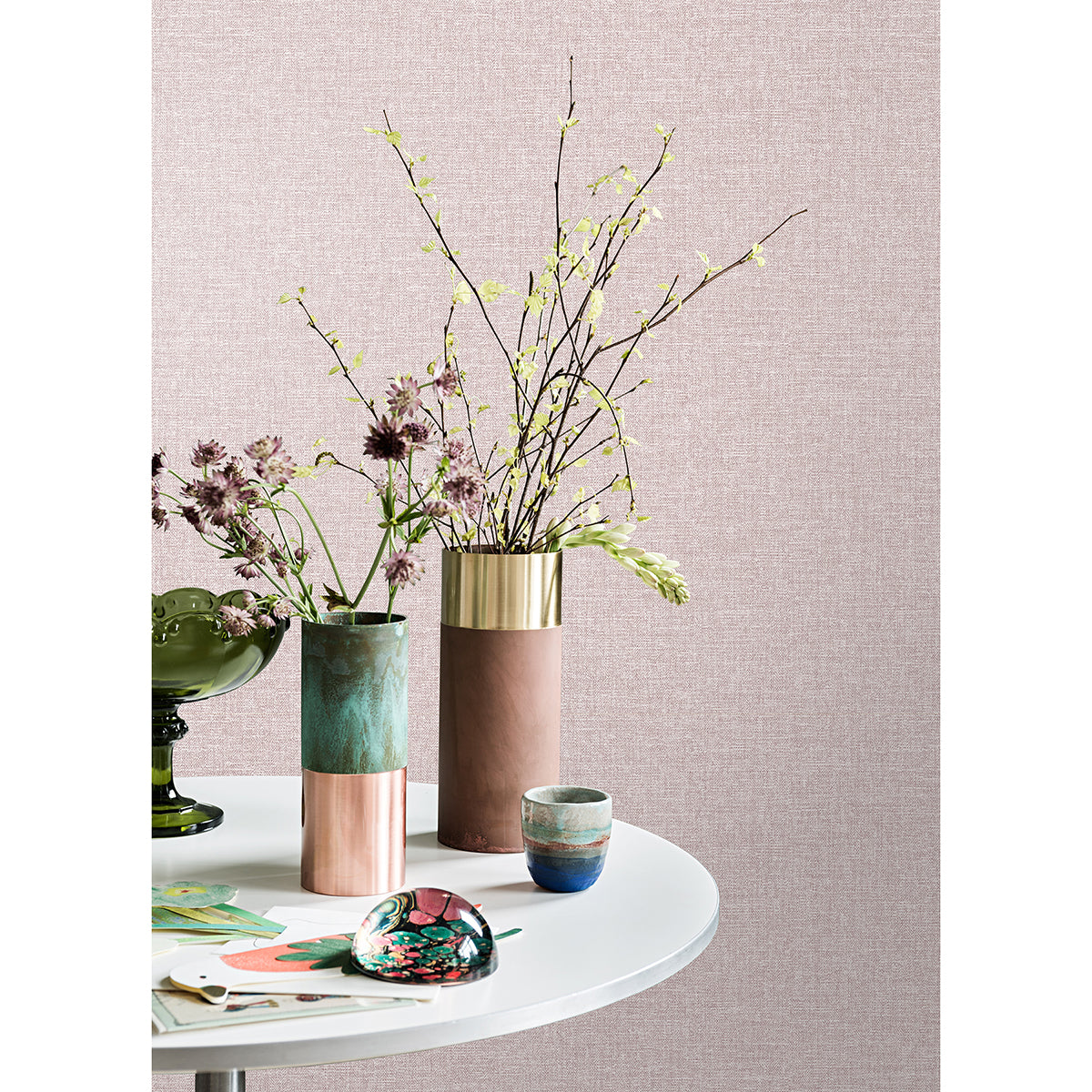 Glen Pink Linen Wallpaper  | Brewster Wallcovering - The WorkRm