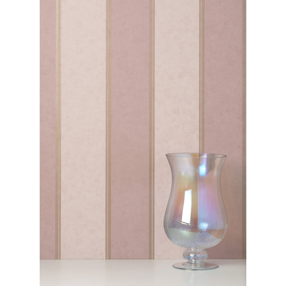 Rydia Pink Stripe Wallpaper  | Brewster Wallcovering