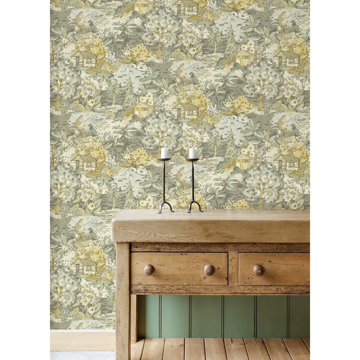 Yellow Grey le Forestier Peel and Stick Wallpaper - Brewster Wallcovering