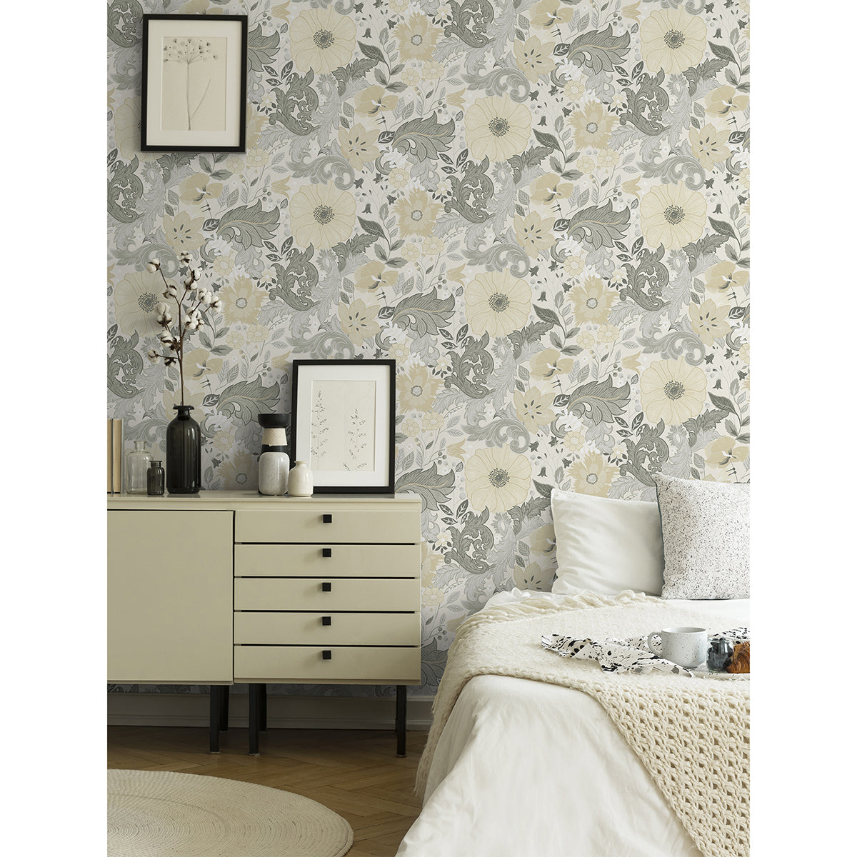 Victoria Pastel Floral Nouveau Wallpaper - Brewster Wallcovering