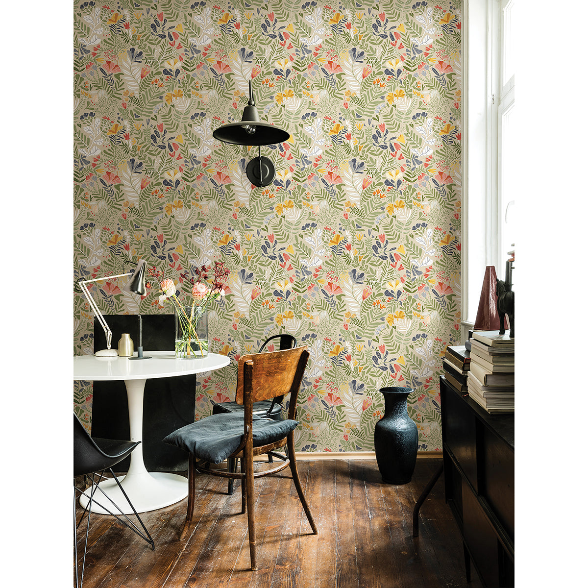 Brittsommar Green Woodland Floral Wallpaper - Brewster Wallcovering