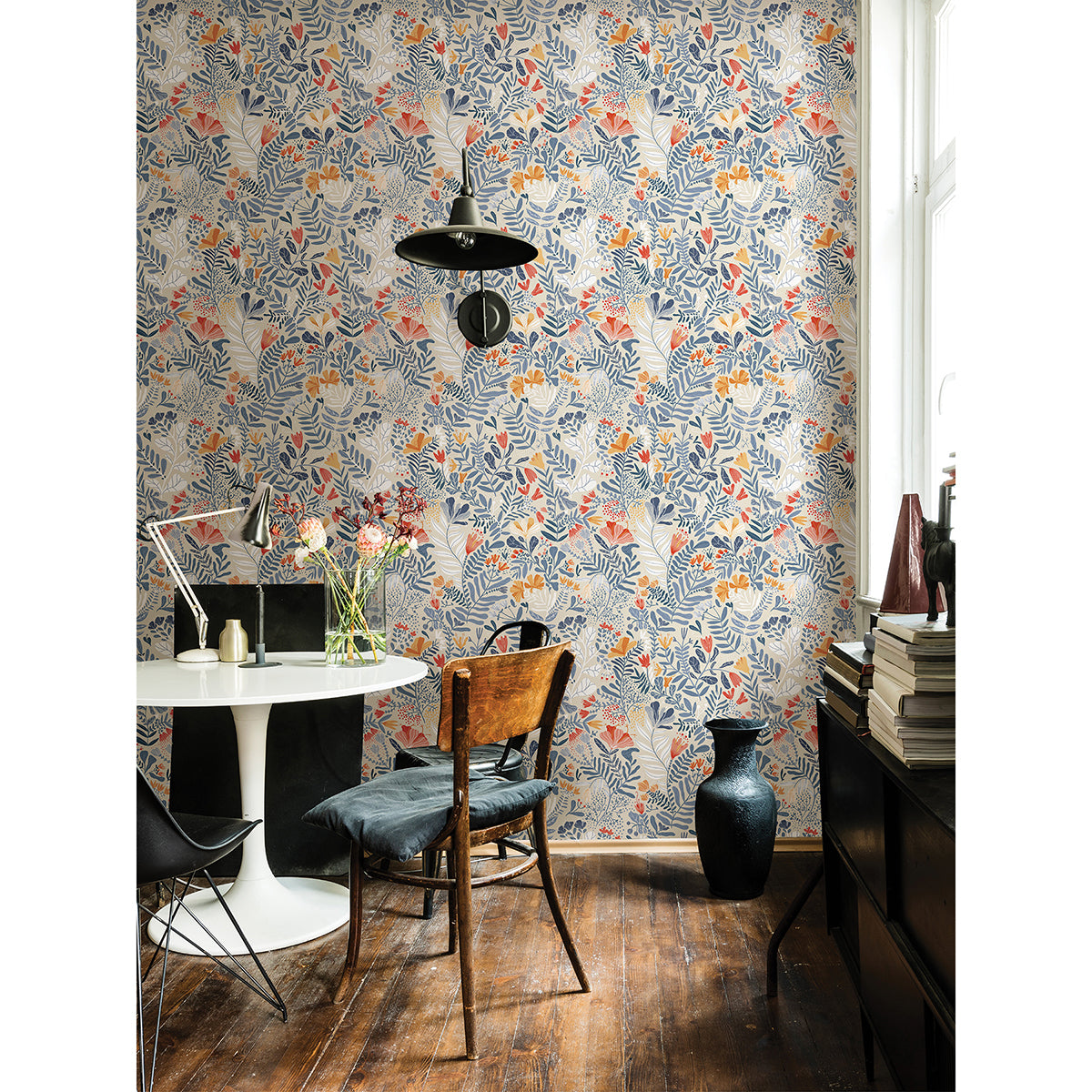 Brittsommar Light Blue Woodland Floral Wallpaper - Brewster Wallcovering