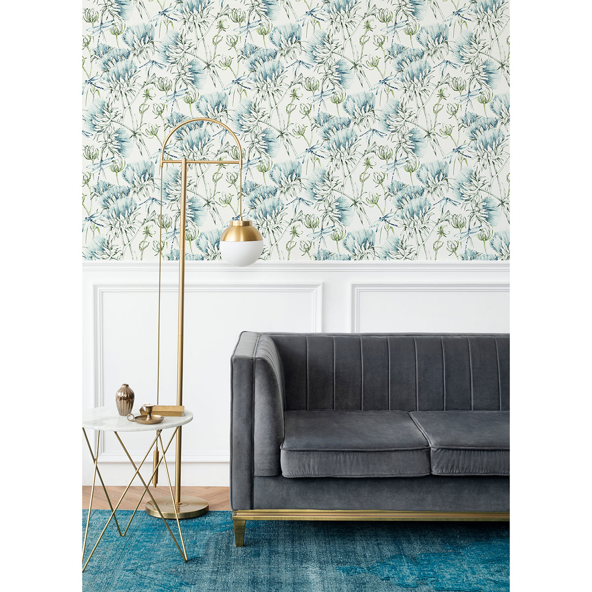 Mariell Teal Dragonfly Wallpaper  | Brewster Wallcovering - The WorkRm