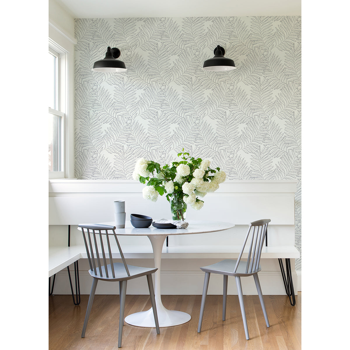 Finnley Grey Inked Fern Wallpaper  | Brewster Wallcovering - The WorkRm