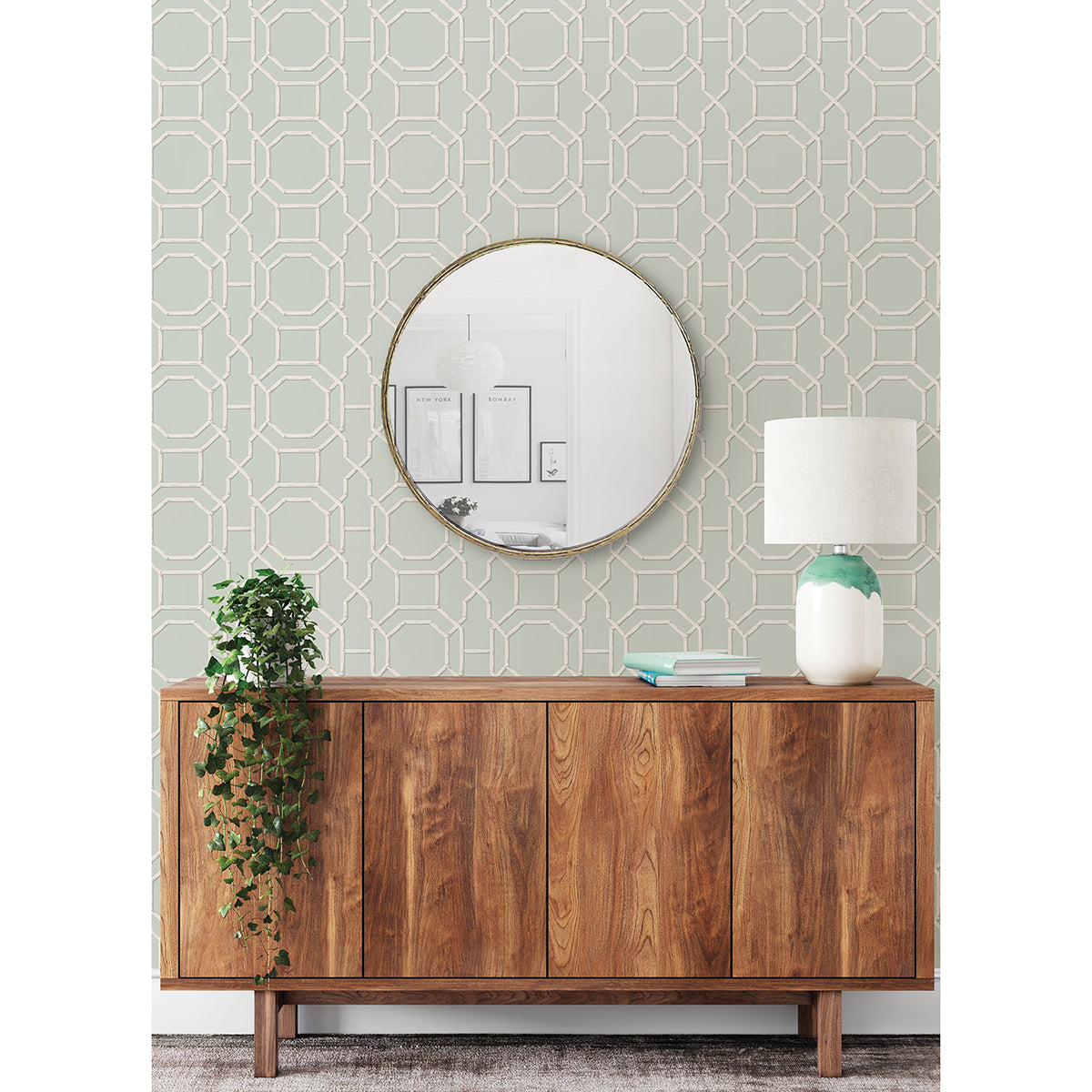 Seafoam Sanya Peel and Stick Wallpaper - Brewster Wallcovering