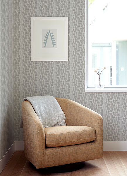 Ushas Taupe Diamond Wallpaper  | Brewster Wallcovering - The WorkRm