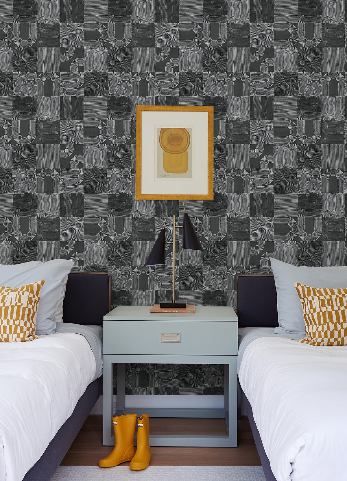 Black Vaughn Geometric Peel and Stick Wallpaper  | Brewster Wallcovering - The WorkRm