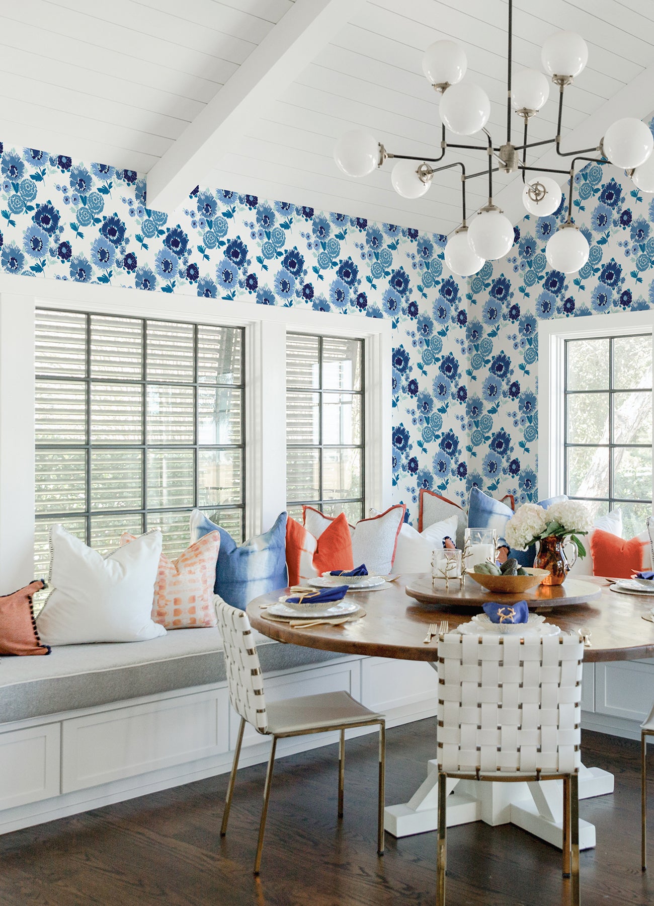 Essie Blue Painterly Floral Wallpaper  | Brewster Wallcovering - The WorkRm