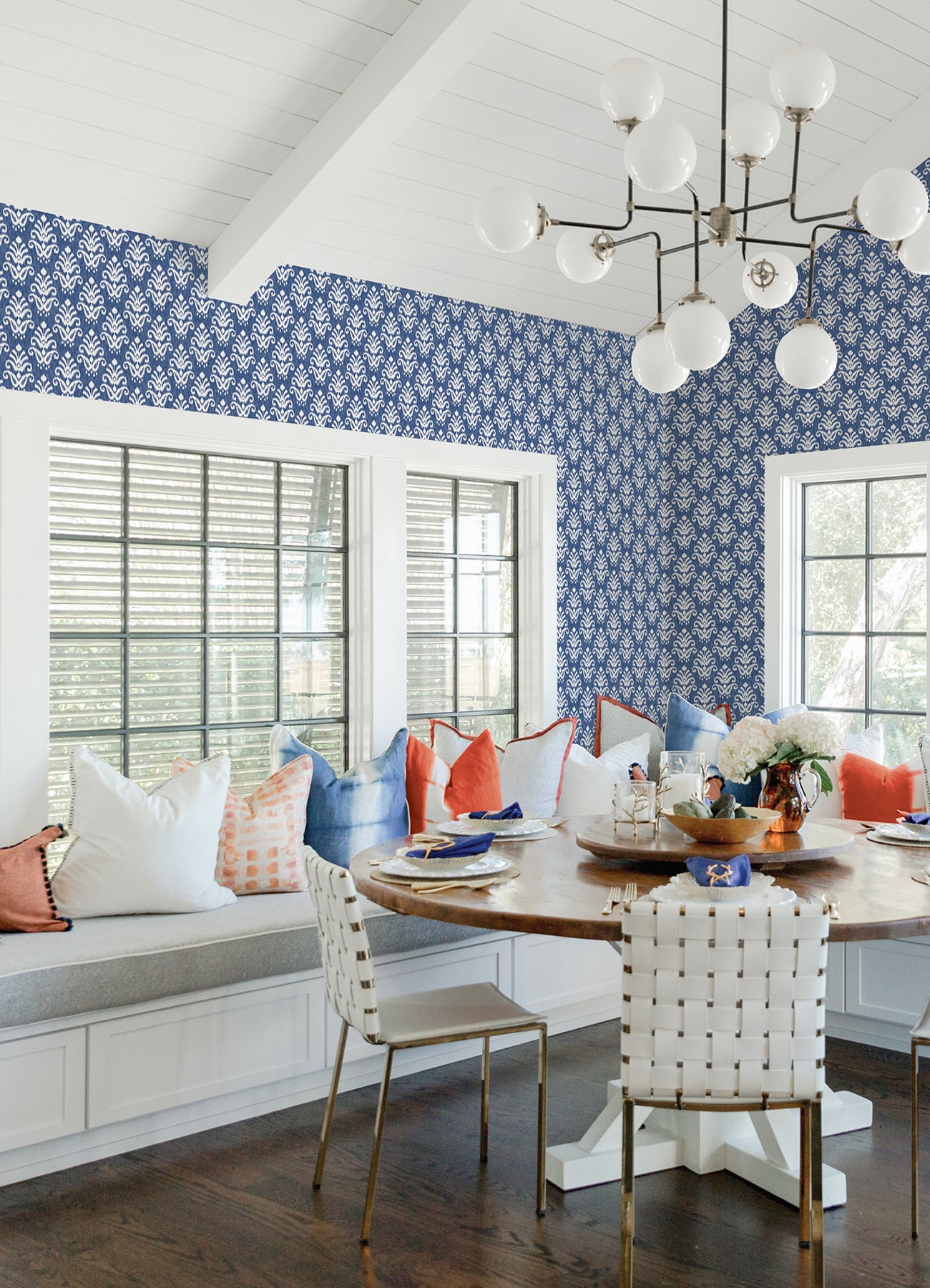 Keaton Blue Medallion Wallpaper  | Brewster Wallcovering - The WorkRm