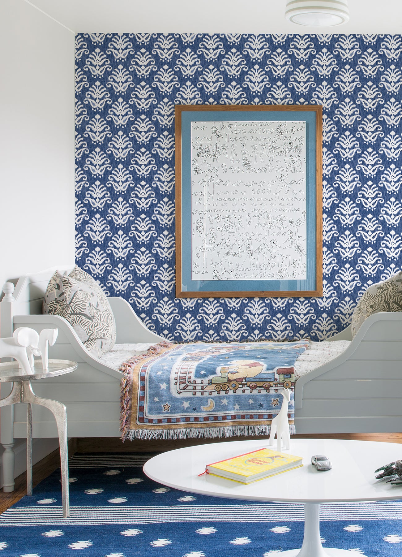 Keaton Blue Medallion Wallpaper  | Brewster Wallcovering - The WorkRm