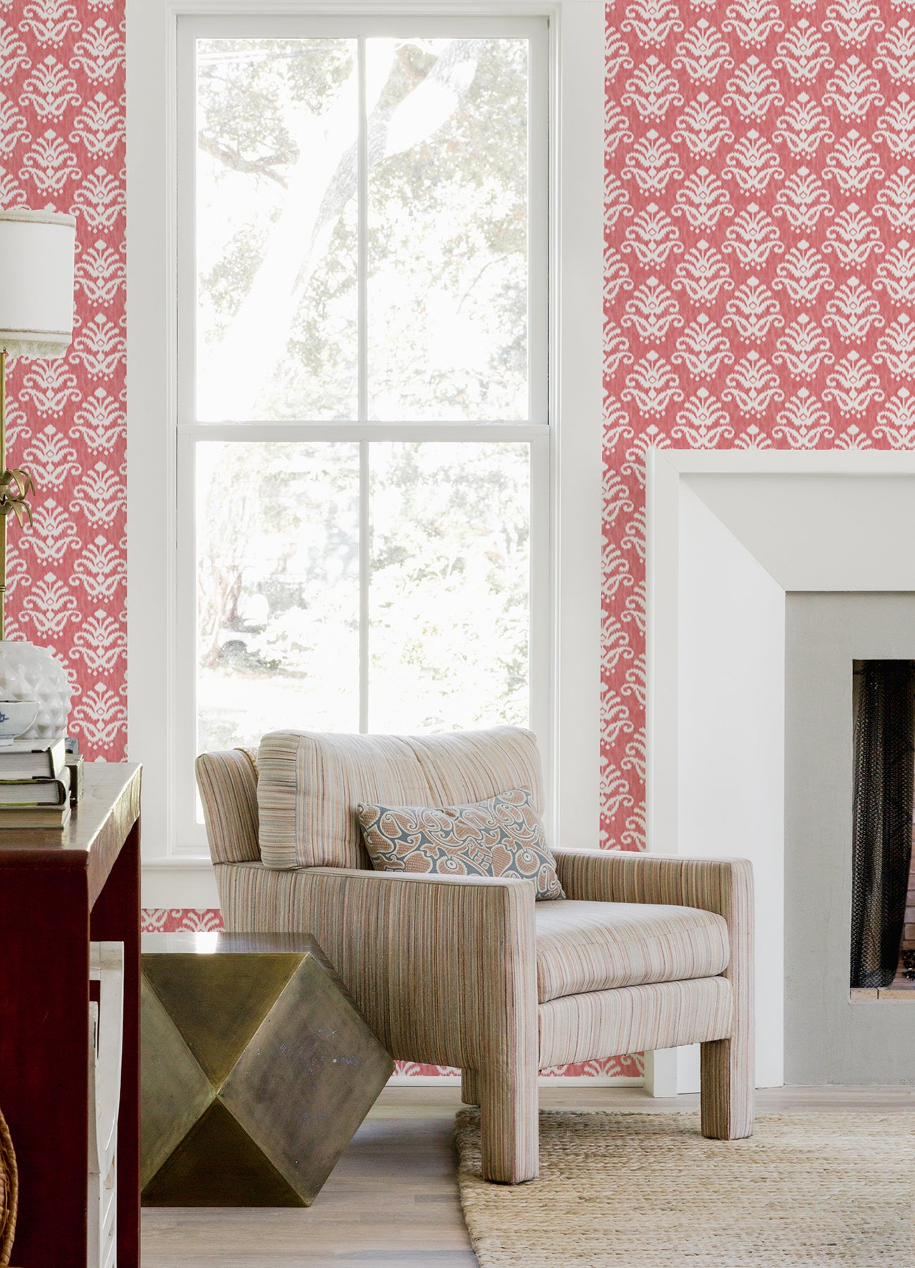 Keaton Coral Medallion Wallpaper  | Brewster Wallcovering - The WorkRm