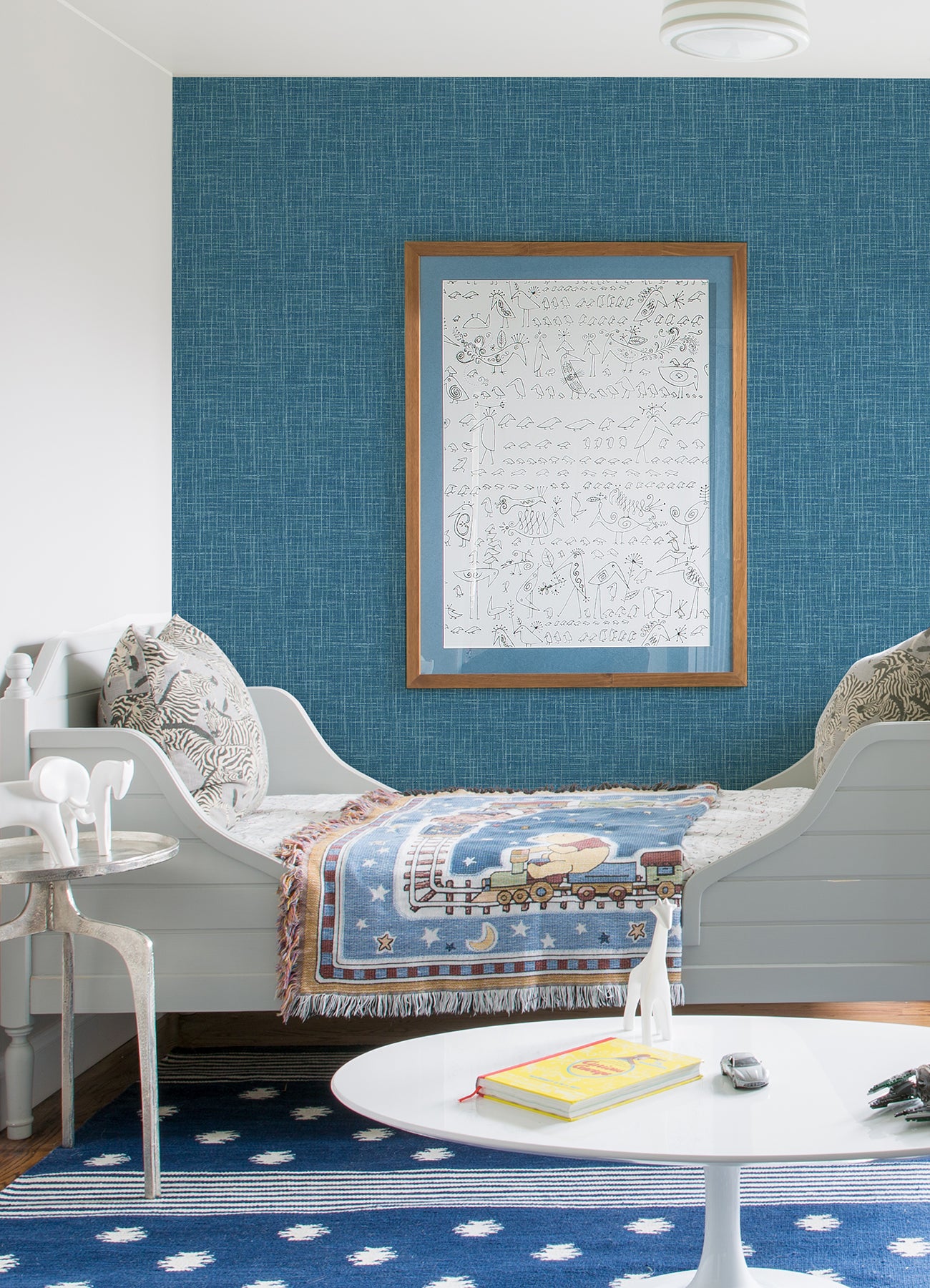 Emerson Teal Faux Linen Wallpaper - Brewster Wallcovering