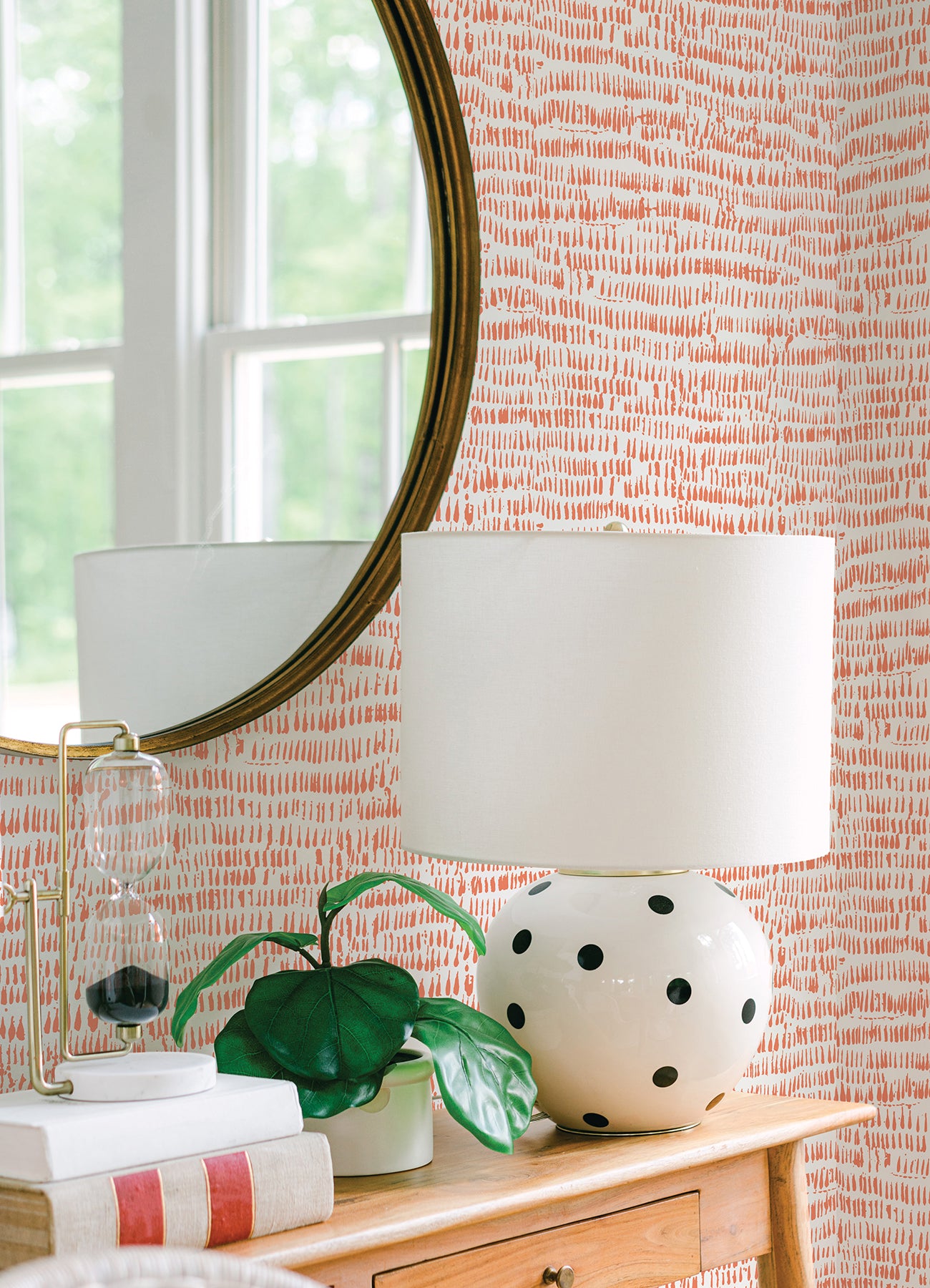 Runes Orange Brushstrokes Wallpaper - Brewster Wallcovering