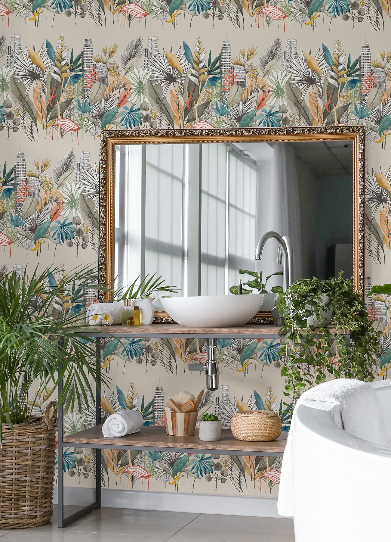 Sierra Neutral Urban Tropic Wallpaper  | Brewster Wallcovering - The WorkRm