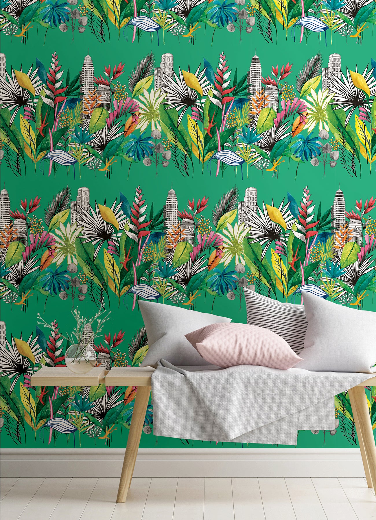 Sierra Green Urban Tropic Wallpaper  | Brewster Wallcovering - The WorkRm