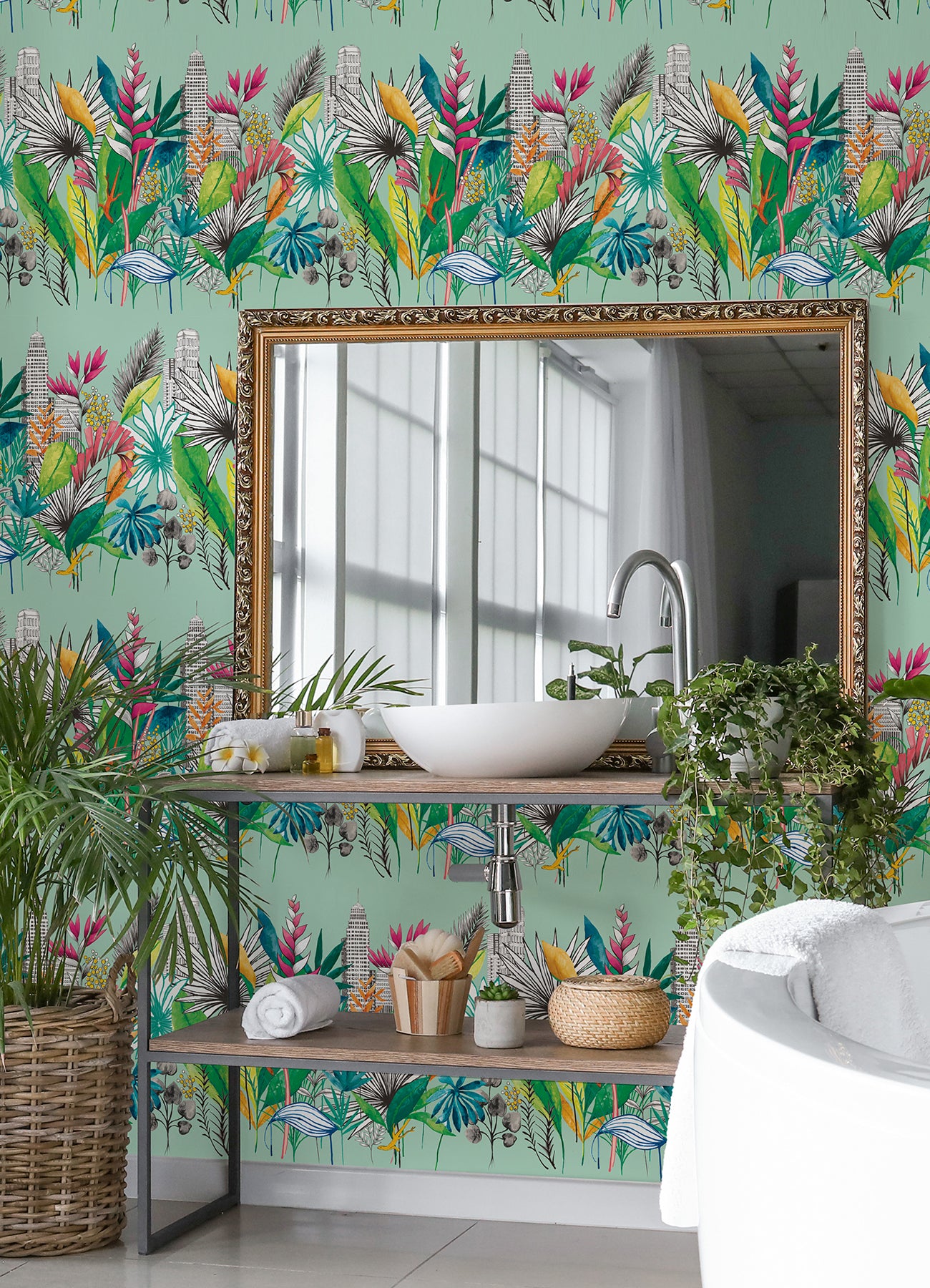 Sierra Mint Urban Tropic Wallpaper  | Brewster Wallcovering - The WorkRm