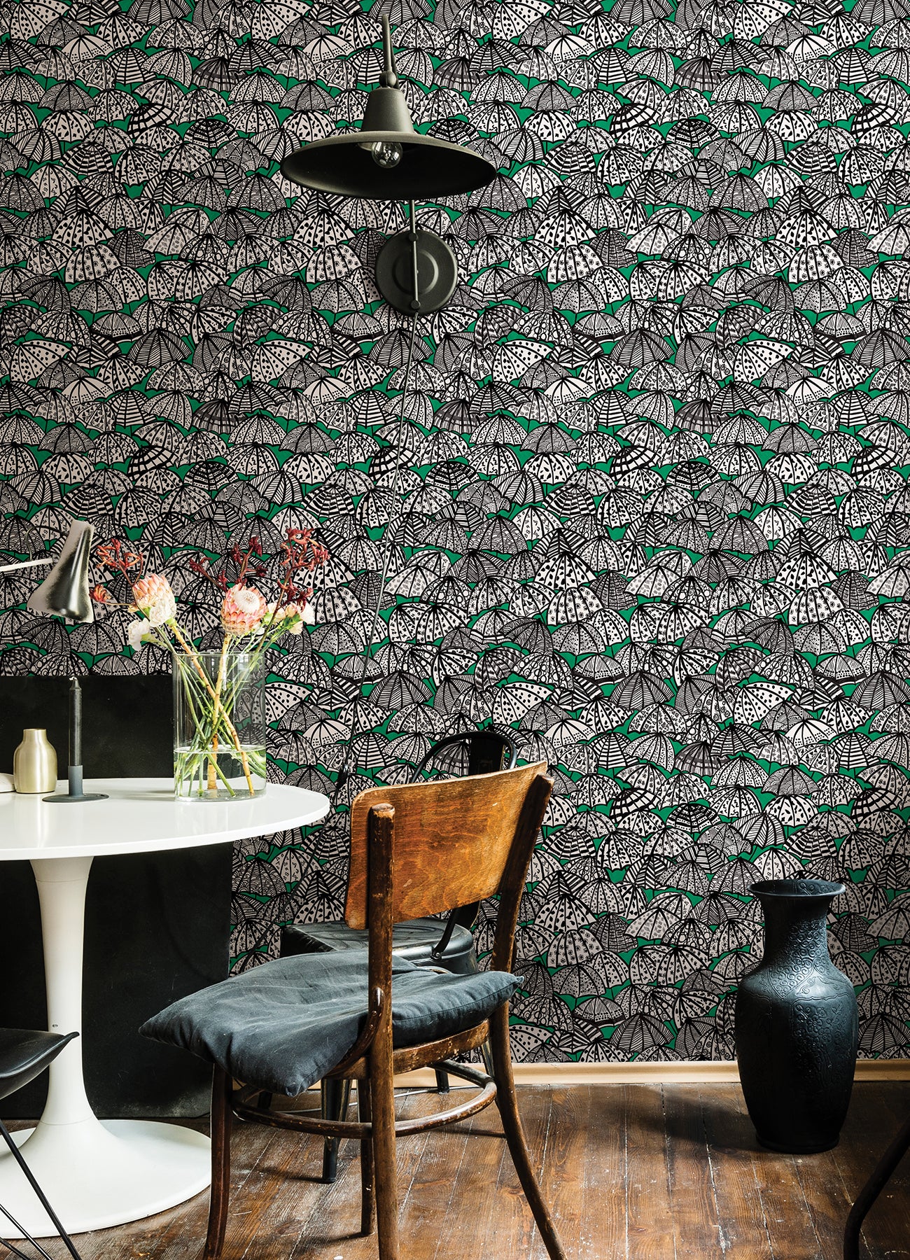 Dara Green Jolly Brollies Wallpaper  | Brewster Wallcovering - The WorkRm