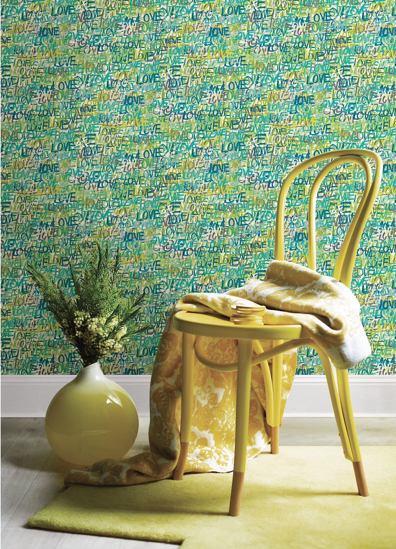 Indio Teal Love Scribble Wallpaper  | Brewster Wallcovering - The WorkRm