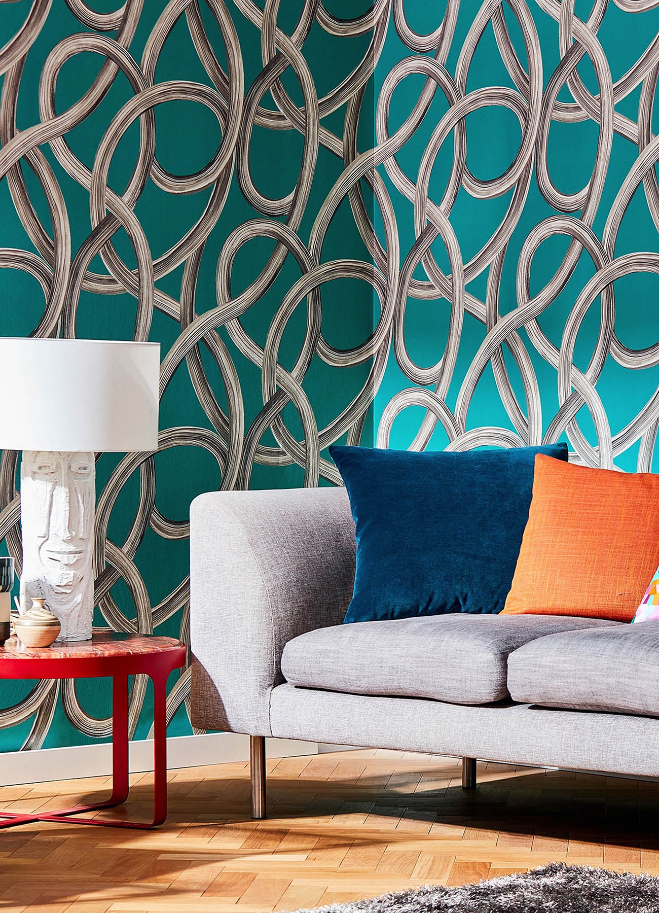 Calix Turquoise Twisted Geo Wallpaper  | Brewster Wallcovering