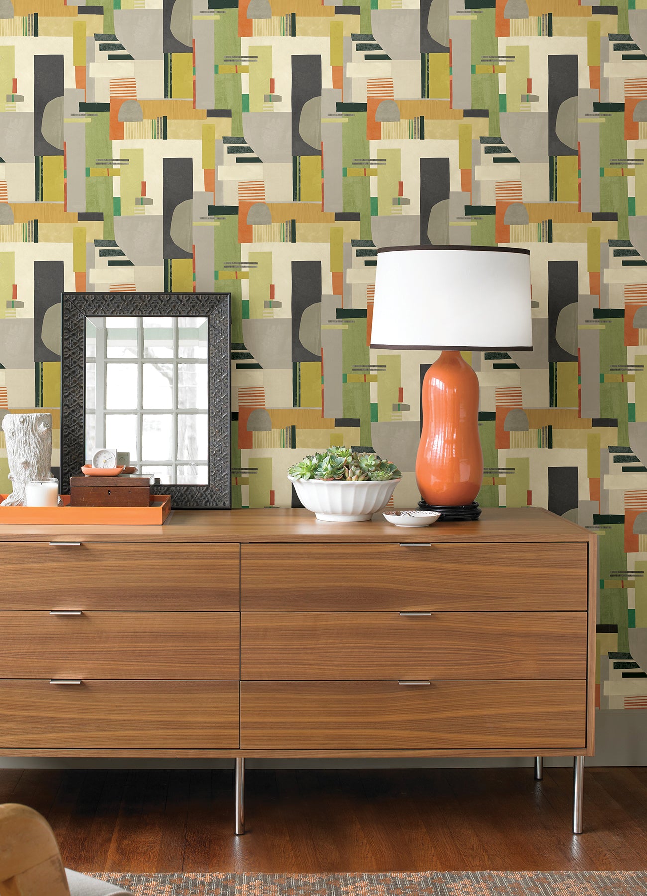 Rhodes Sage Blocs Wallpaper  | Brewster Wallcovering - The WorkRm