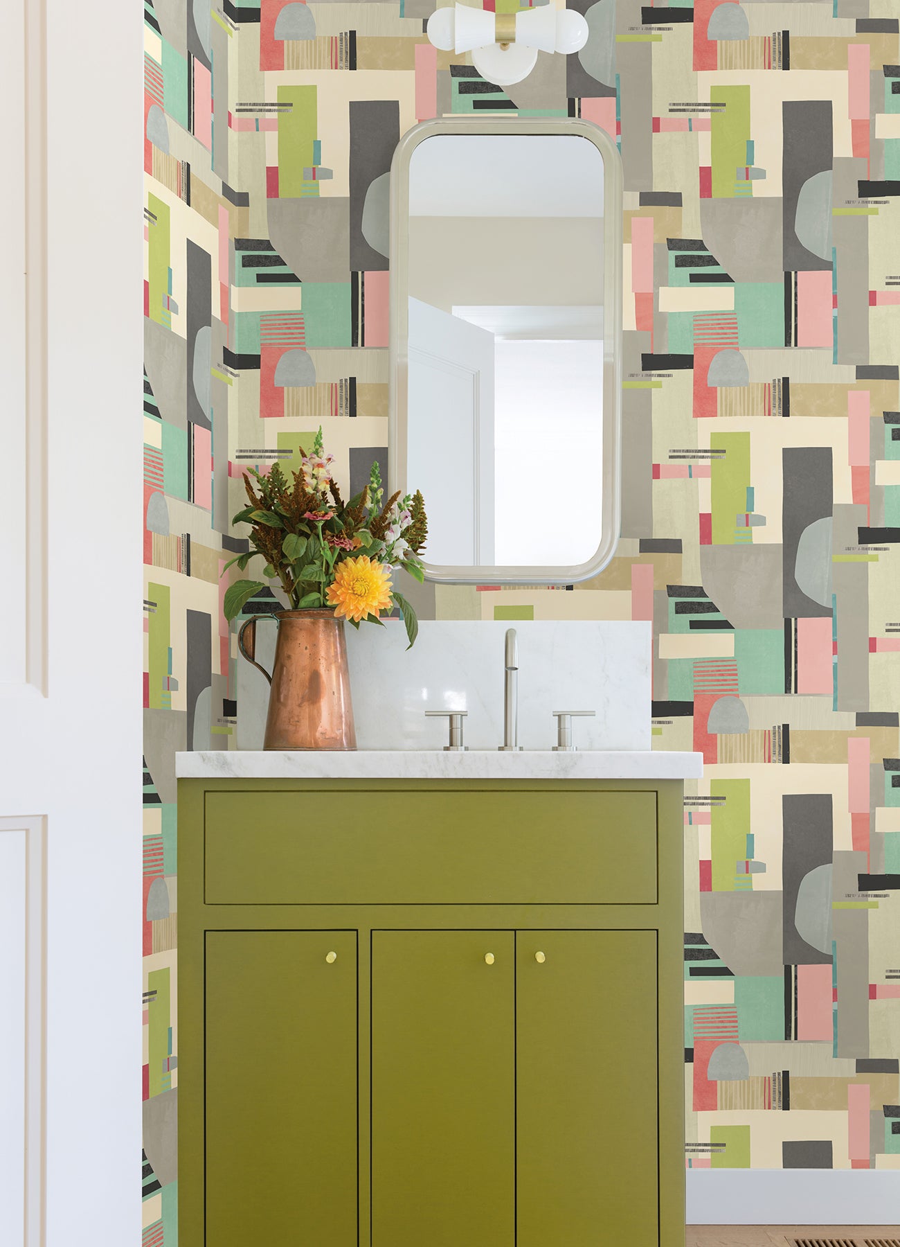 Rhodes Pastel Blocs Wallpaper  | Brewster Wallcovering - The WorkRm