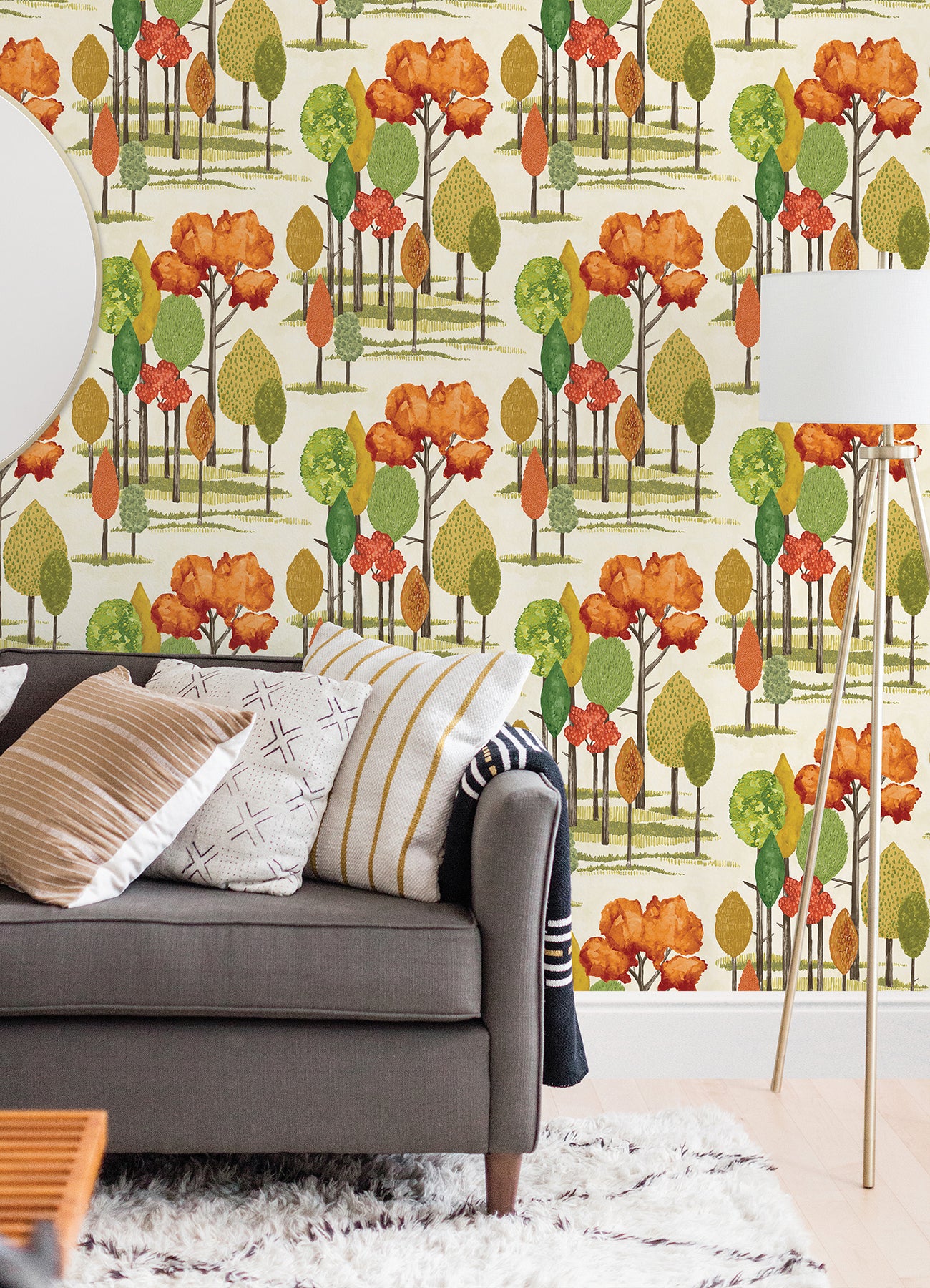 Cypress Orange Tall Trees Wallpaper  | Brewster Wallcovering