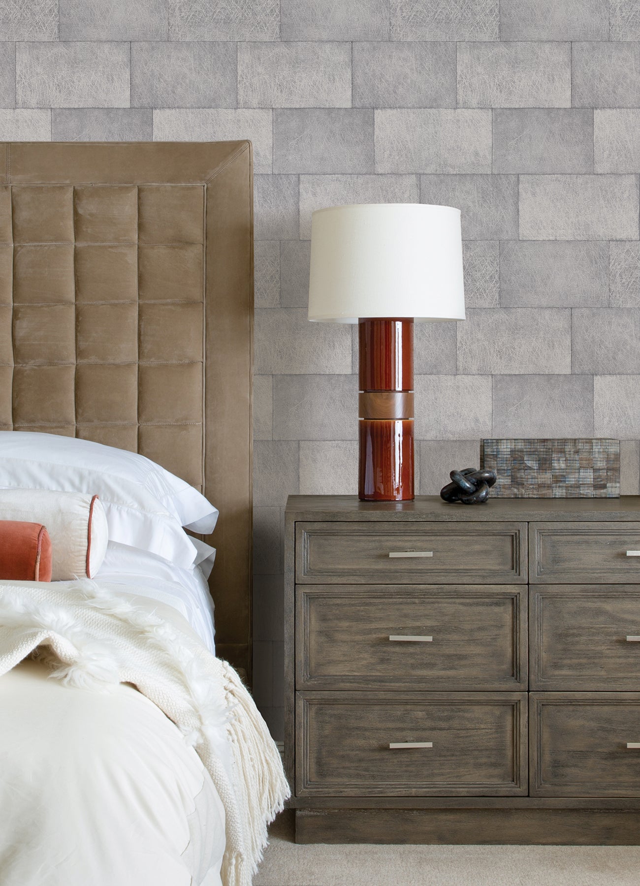 Lyell Light Grey Stone Wallpaper  | Brewster Wallcovering - The WorkRm