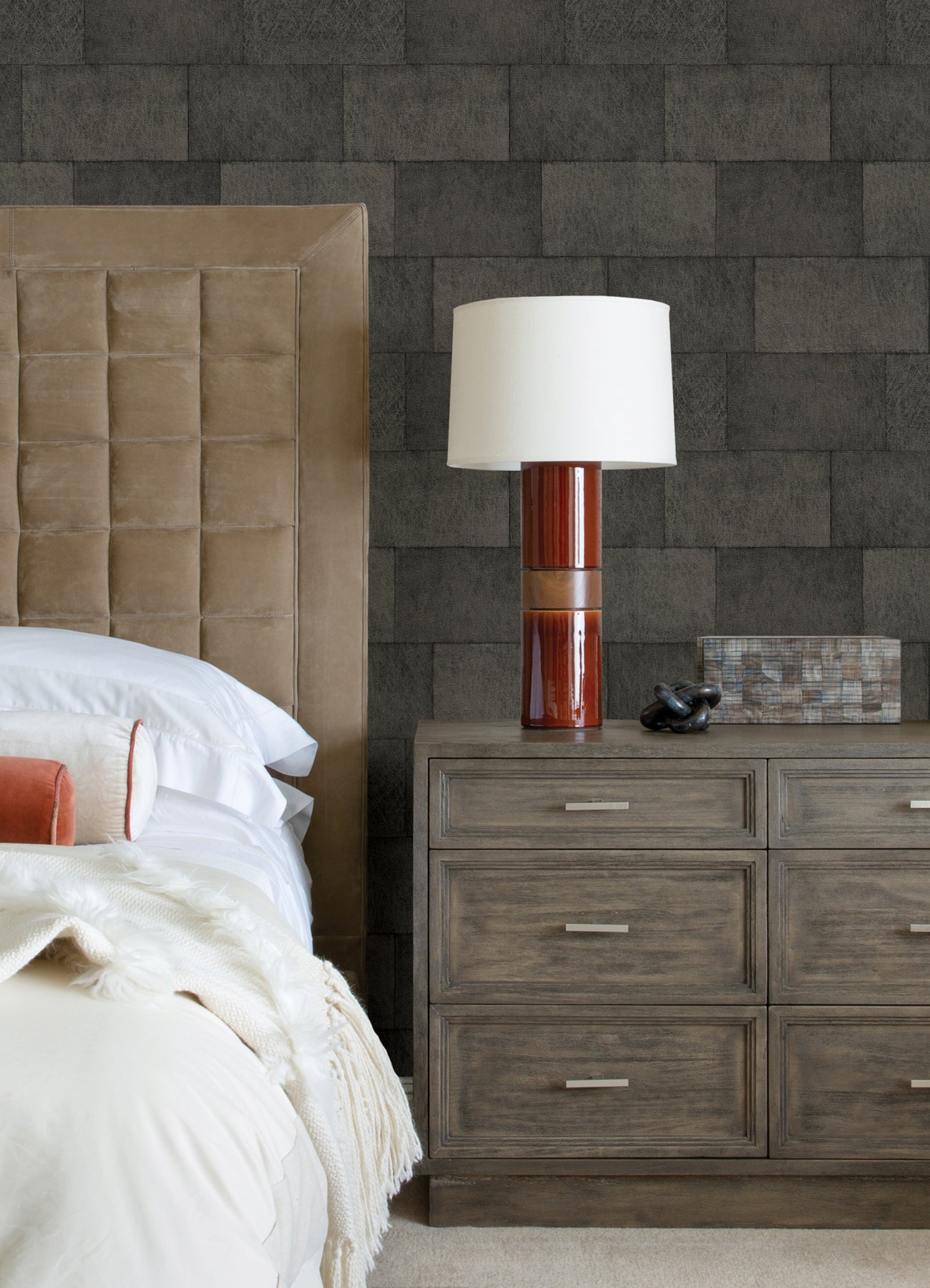 Lyell Charcoal Stone Wallpaper  | Brewster Wallcovering - The WorkRm