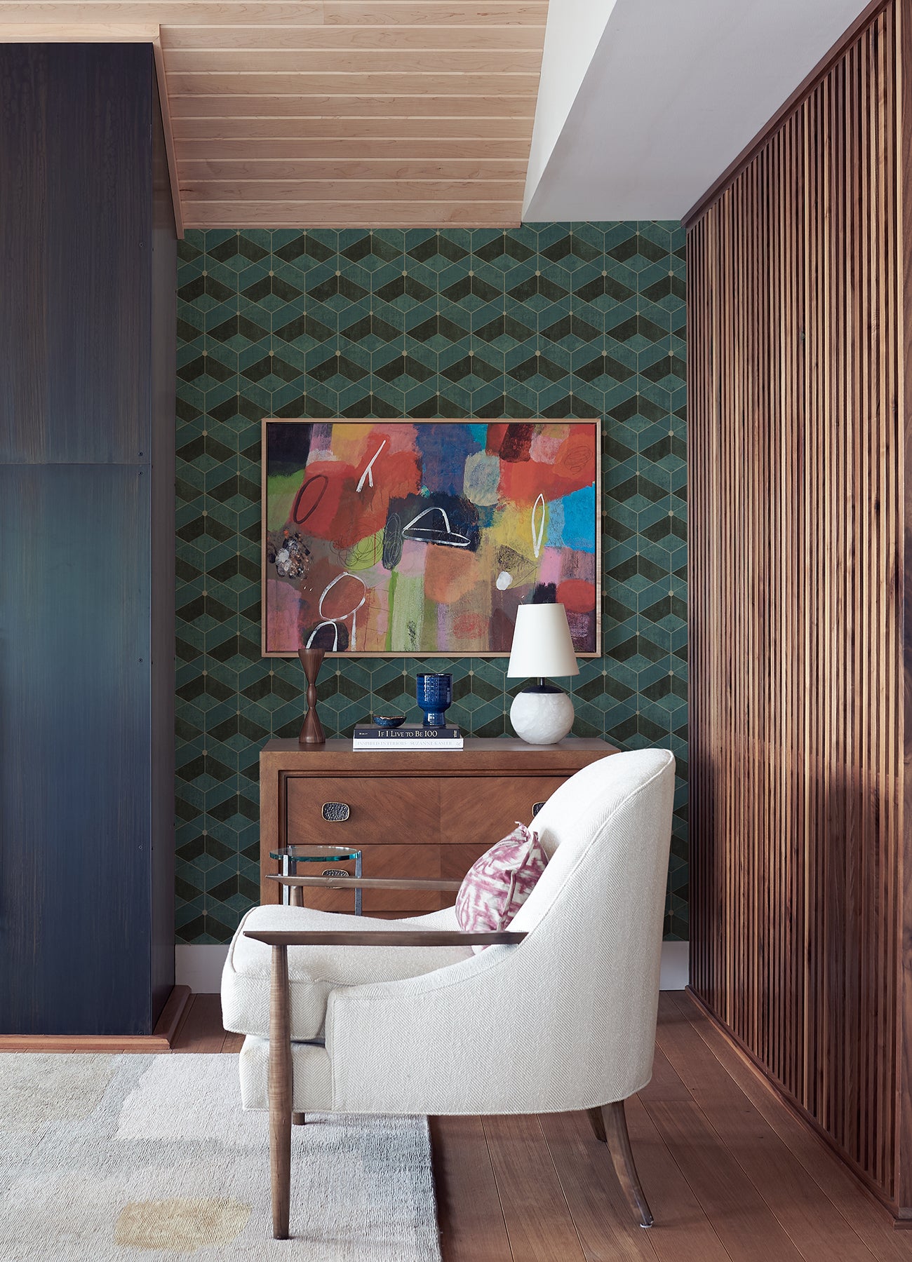 Muir Teal Geo Wallpaper  | Brewster Wallcovering - The WorkRm