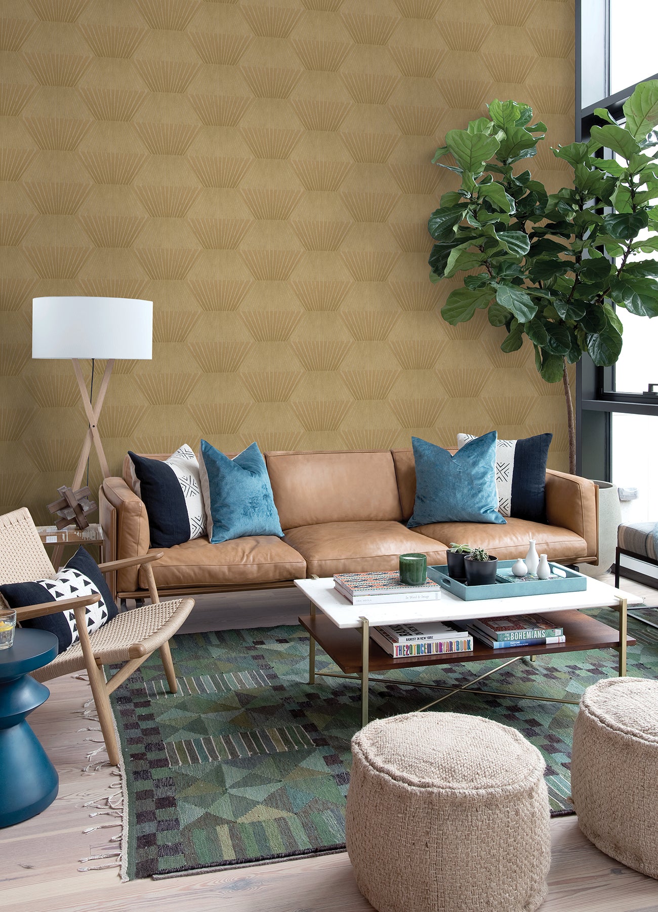 Lehnmann Gold Geo Wallpaper  | Brewster Wallcovering - The WorkRm