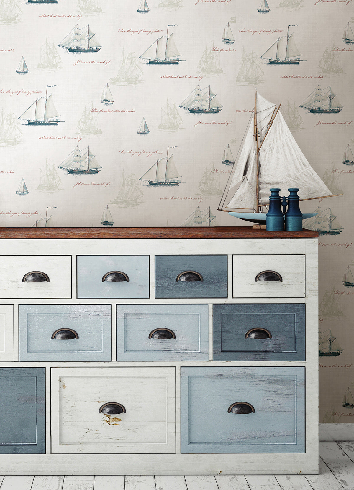 Andrew White Sailboat Wallpaper  | Brewster Wallcovering - The WorkRm