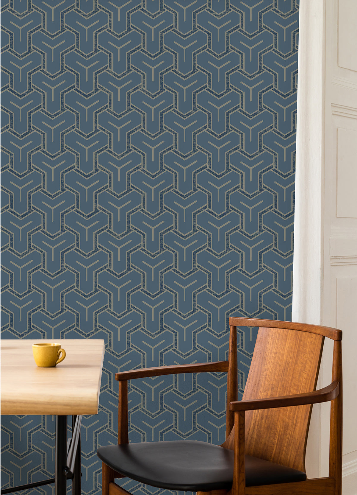 Gautier Blue Tessellate Wallpaper  | Brewster Wallcovering - The WorkRm