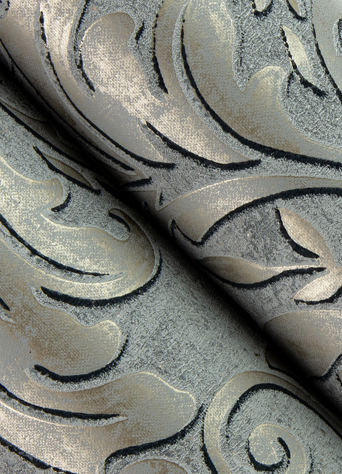 Anders Pewter Damask Wallpaper  | Brewster Wallcovering