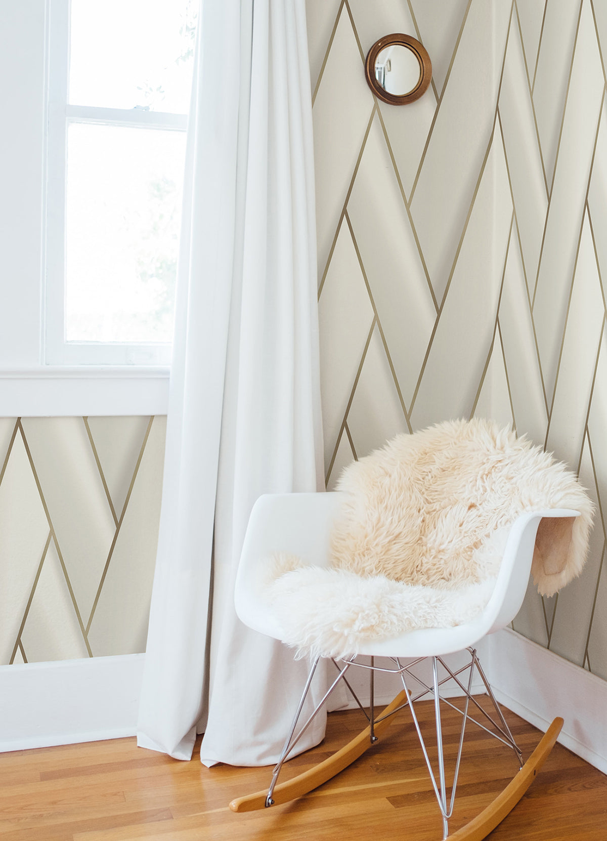 Manfred White Modern Herringbone Wallpaper  | Brewster Wallcovering - The WorkRm