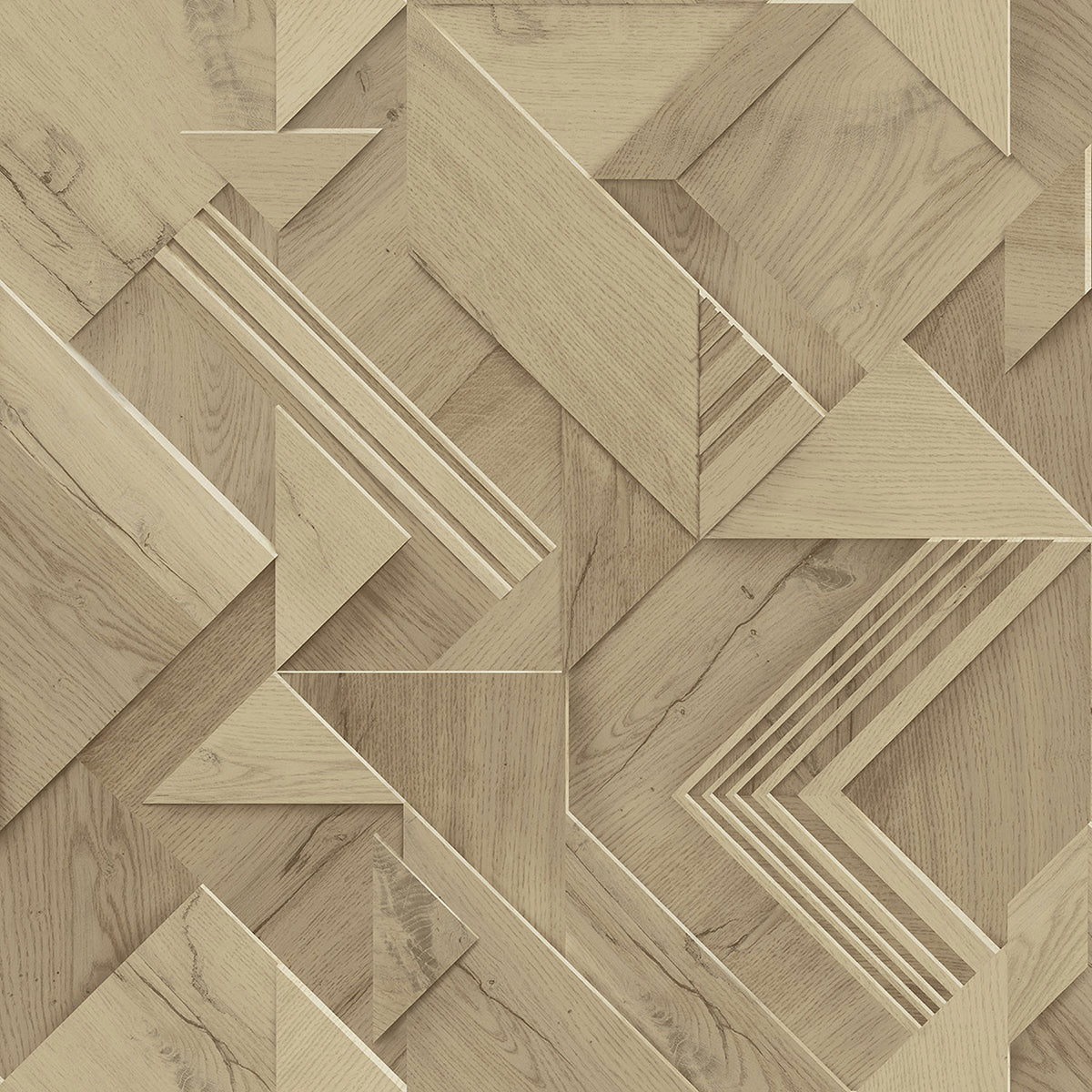 Brewster Wallcovering-Cassian Light Brown Wood Geometric Wallpaper