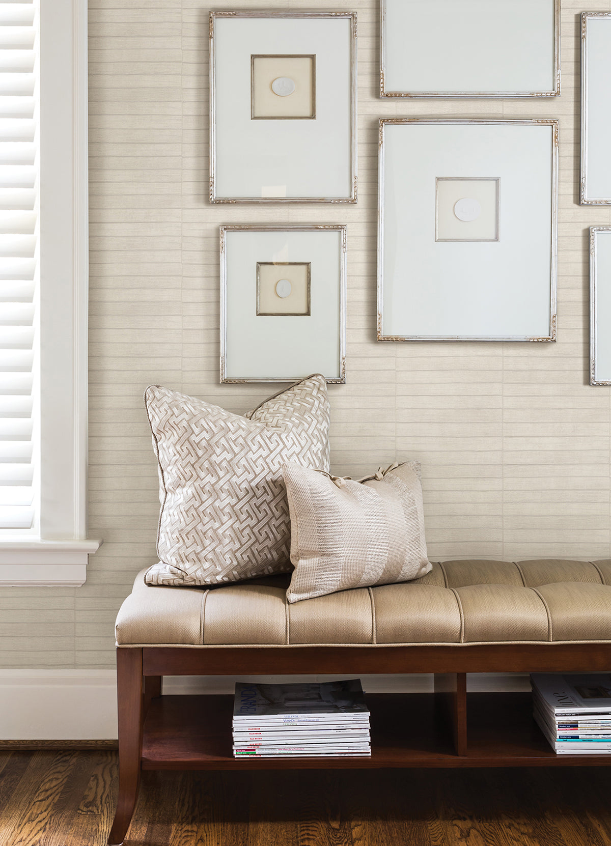 Dermot Ivory Horizontal Stripe Wallpaper  | Brewster Wallcovering - The WorkRm