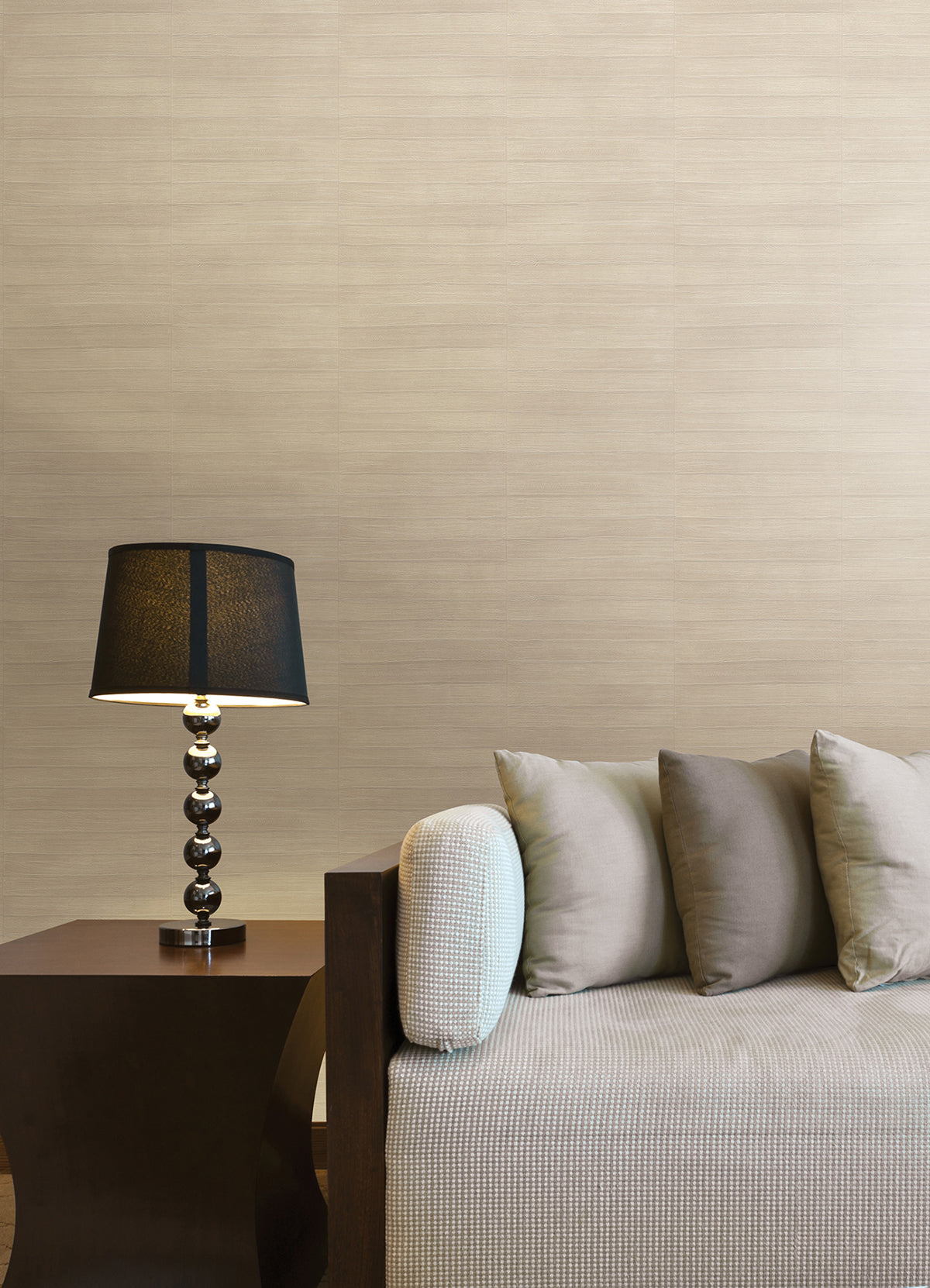 Dermot Cream Horizontal Stripe Wallpaper  | Brewster Wallcovering - The WorkRm