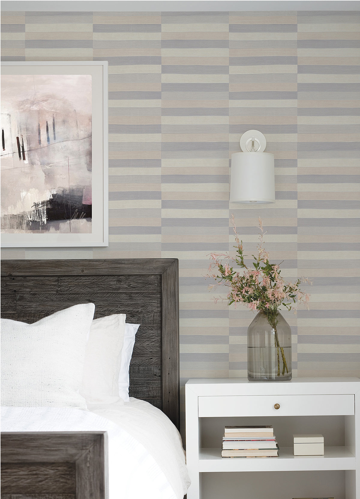 Dermot Pastel Horizontal Stripe Wallpaper  | Brewster Wallcovering - The WorkRm