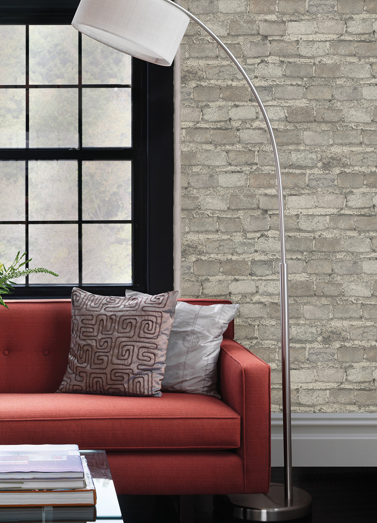 Lennox Off-White Brick Wallpaper  | Brewster Wallcovering - The WorkRm