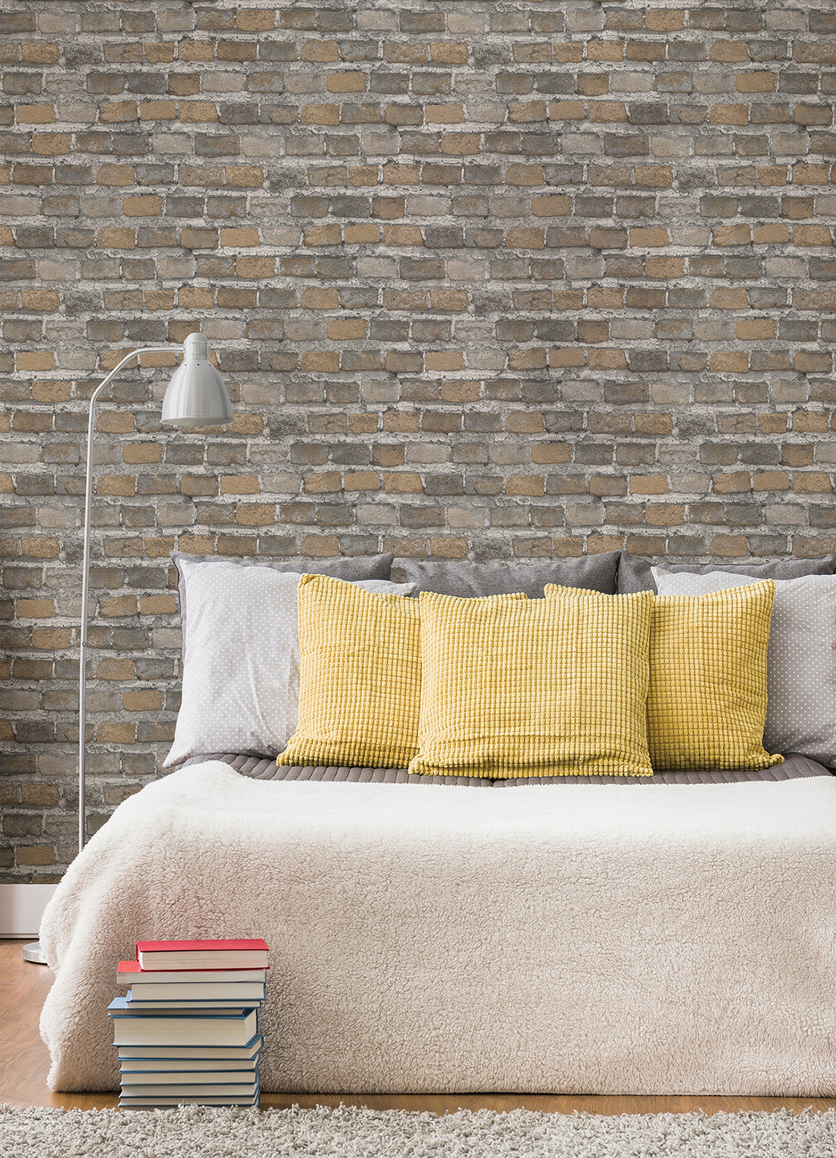 Lennox Neutral Brick Wallpaper  | Brewster Wallcovering