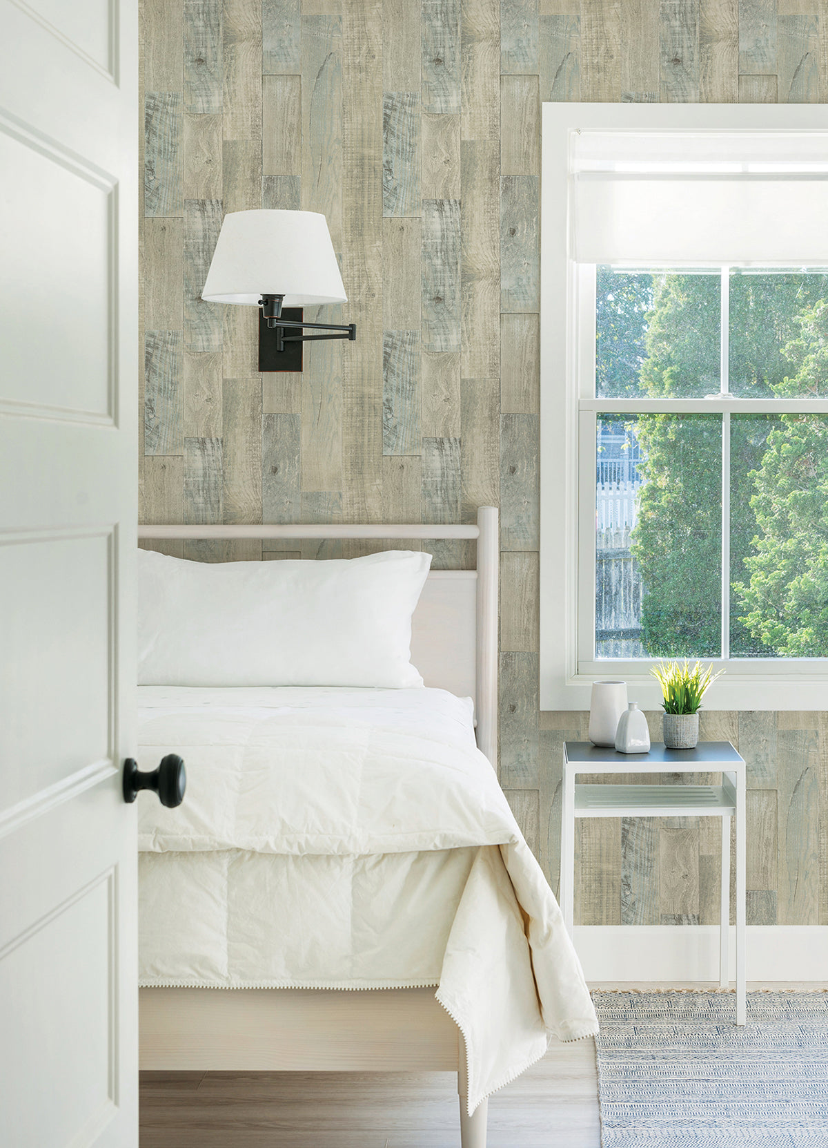 Chebacco Taupe Wood Planks Wallpaper  | Brewster Wallcovering - The WorkRm