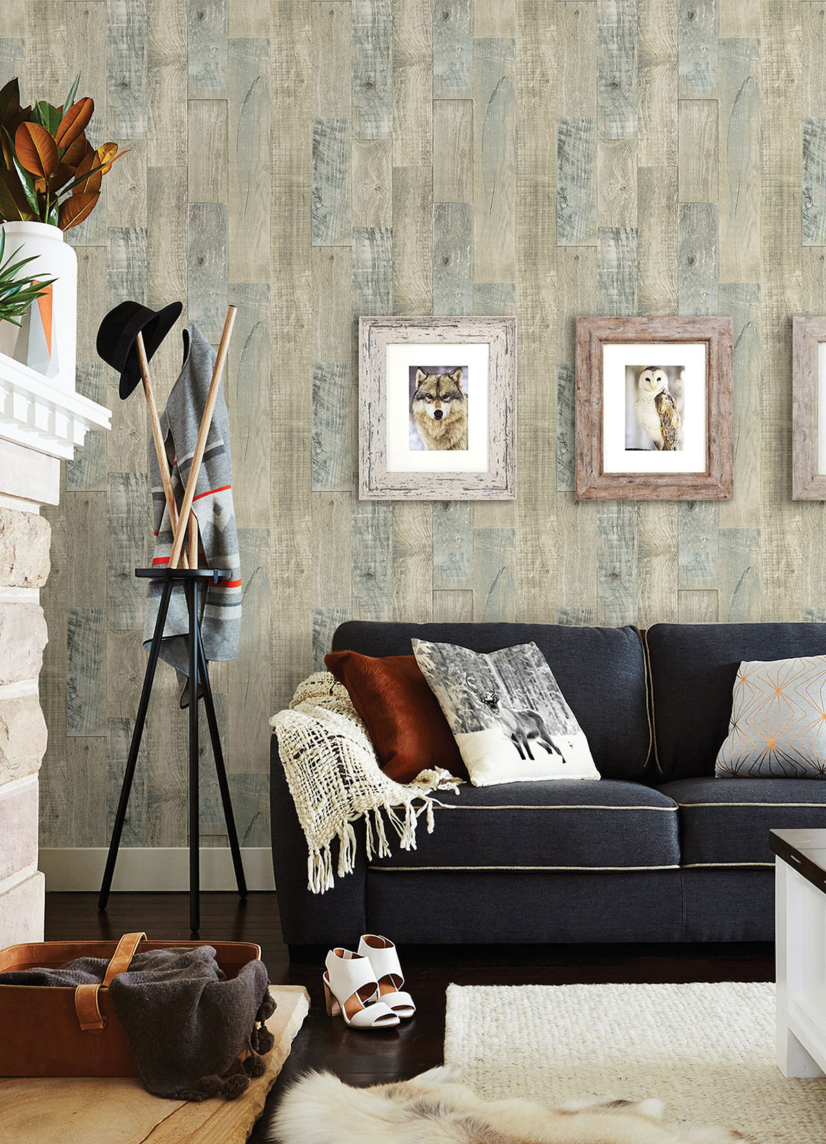 Chebacco Taupe Wood Planks Wallpaper  | Brewster Wallcovering - The WorkRm