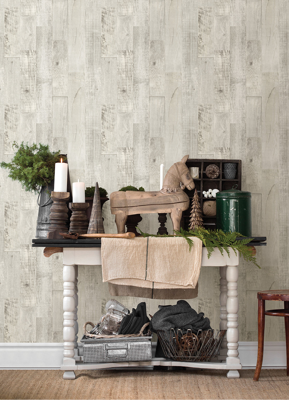 Chebacco Grey Wood Planks Wallpaper - Brewster Wallcovering