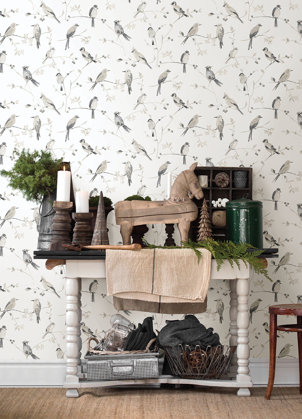 Birdsong Grey Trail Wallpaper  | Brewster Wallcovering - The WorkRm