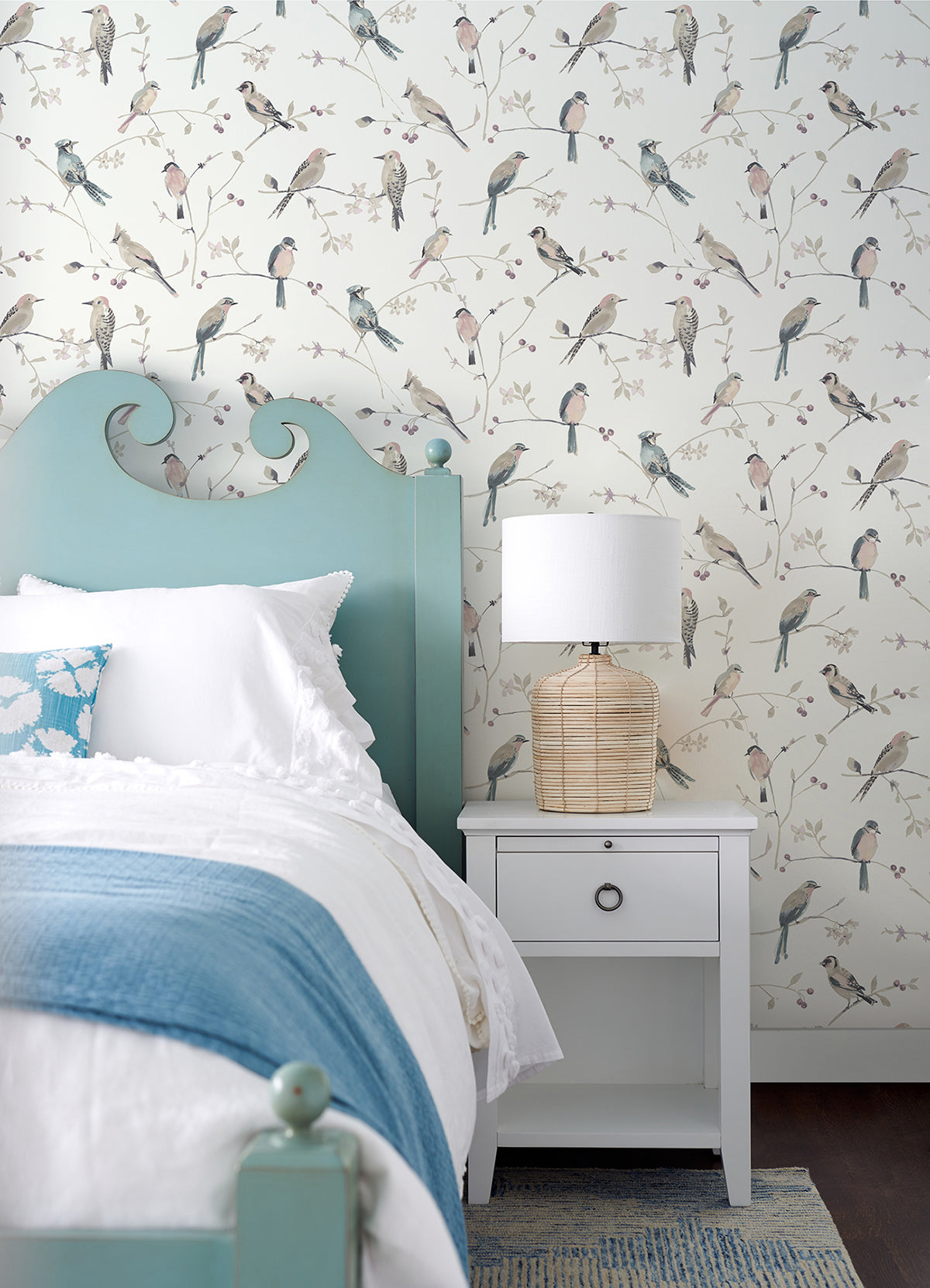 Birdsong Mauve Trail Wallpaper - Brewster Wallcovering