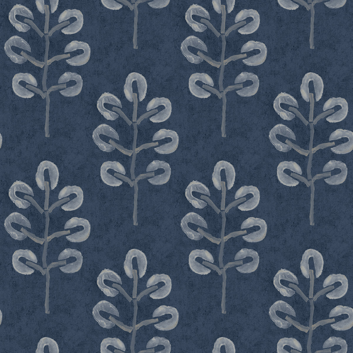 Picture of Plum Tree Dark Blue Botanical Wallpaper