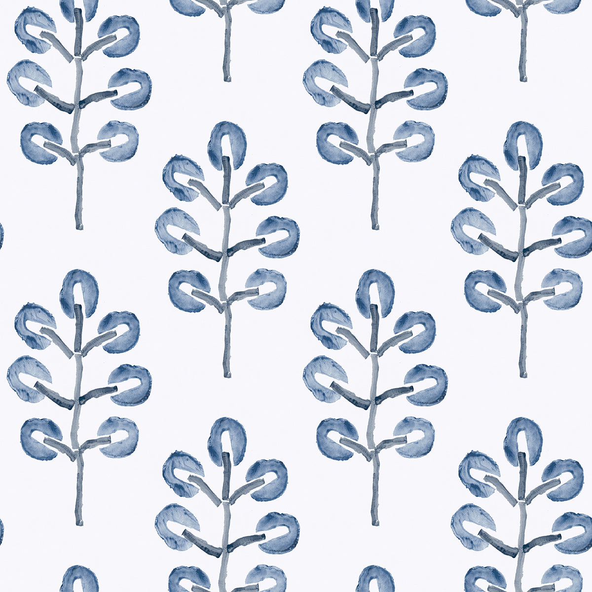 Picture of Plum Tree Blue Botanical Wallpaper