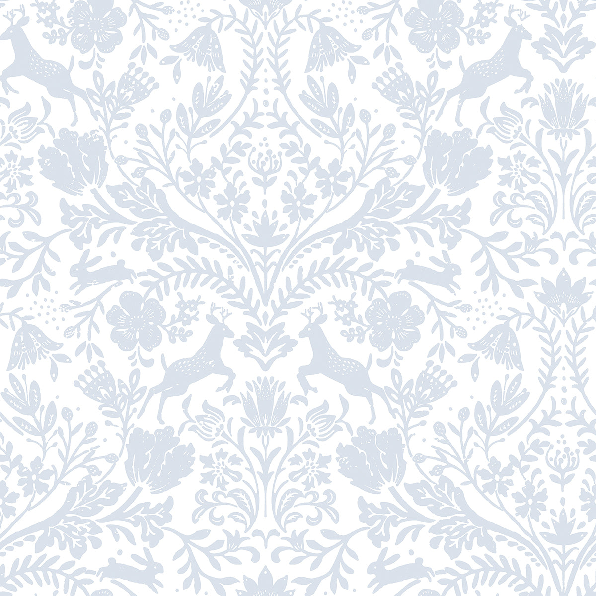 Picture of Forest Dance Light Blue Damask Wallpaper