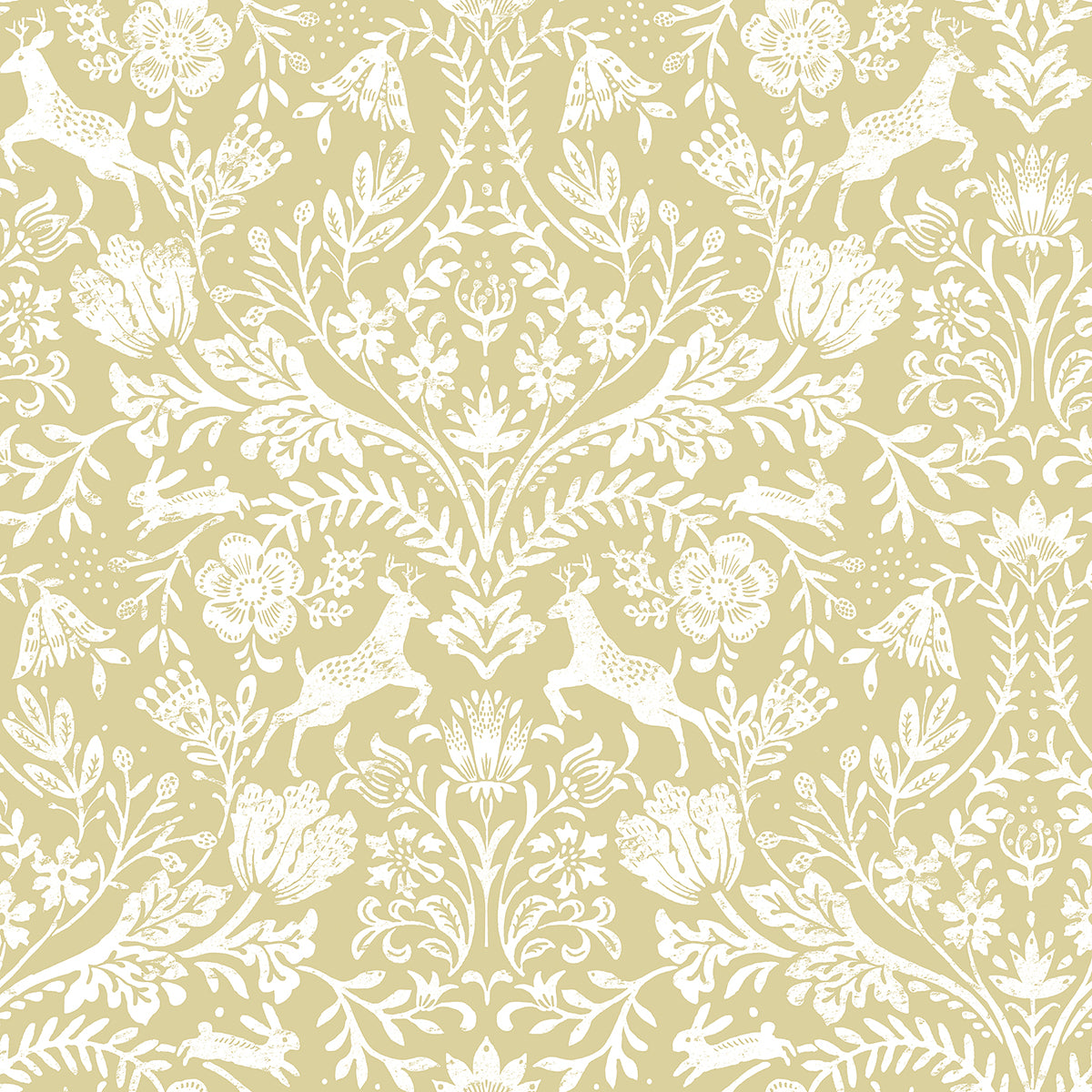 Picture of Forest Dance Honey Damask Wallpaper