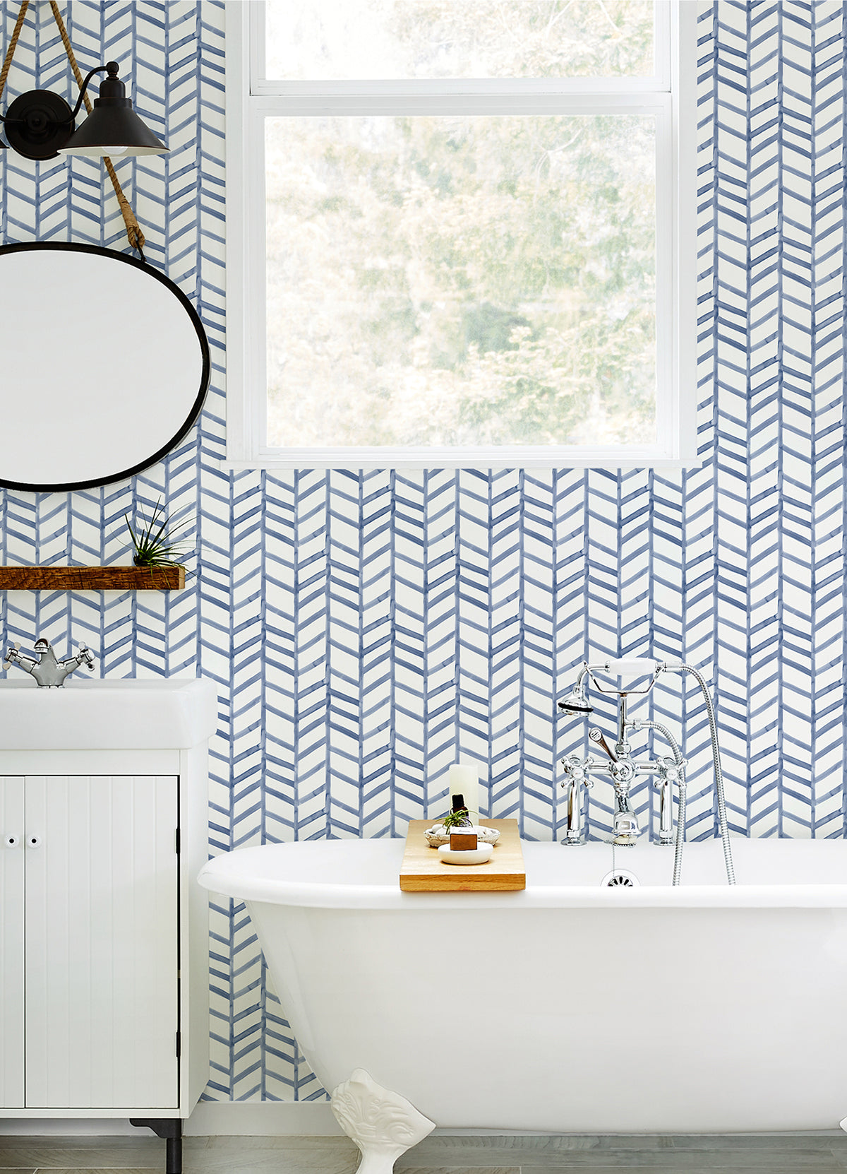 Fletching Navy Geometric Wallpaper - Brewster Wallcovering